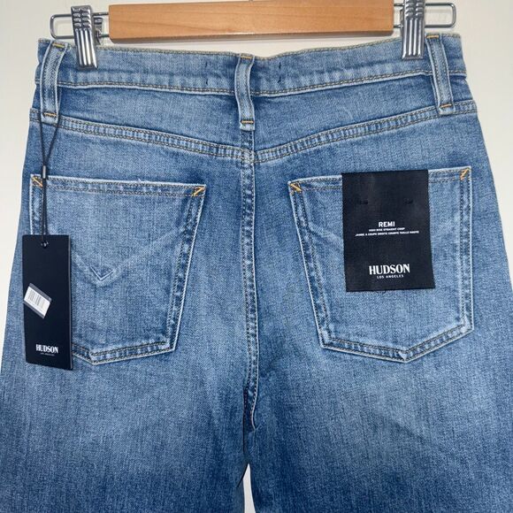 Hudson Remi High Rise Straight Crop Step Fray Hem Jean - Blue 26 - Picture 4 of 11